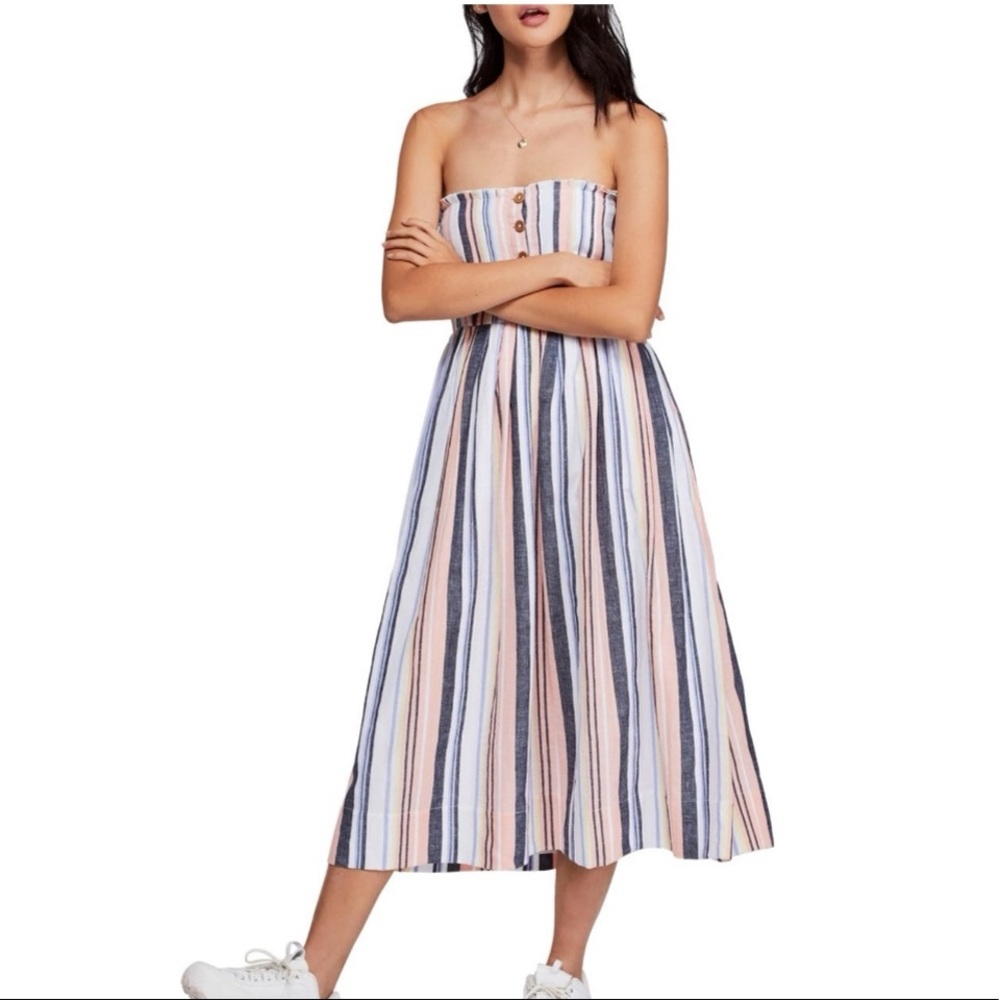 Free People Striped Button Down Dress
